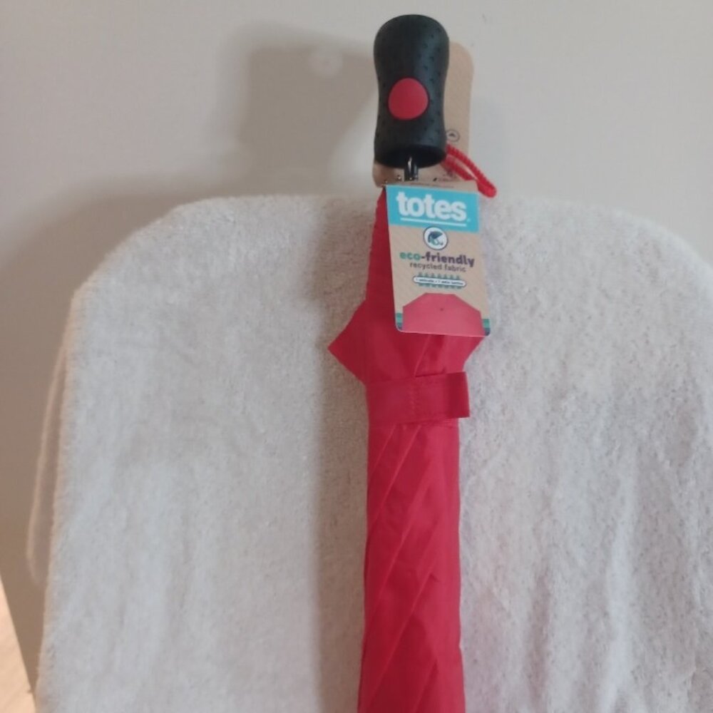 Totes Auto-Open Umbrella, Red, 42" Coverage